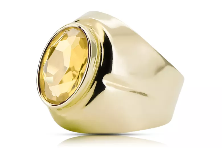 Anillo Peridoto amarillo Oro amarillo de 14 quilates Artesanía vintage vrc296y